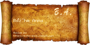 Bőhm Anna névjegykártya