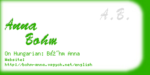 anna bohm business card